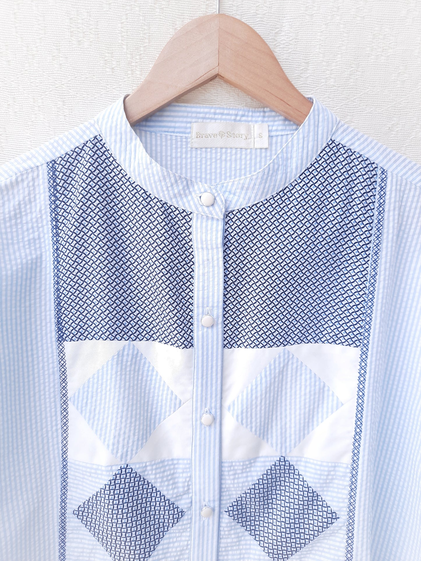 Ulap Patchwork Buttondown Top in White