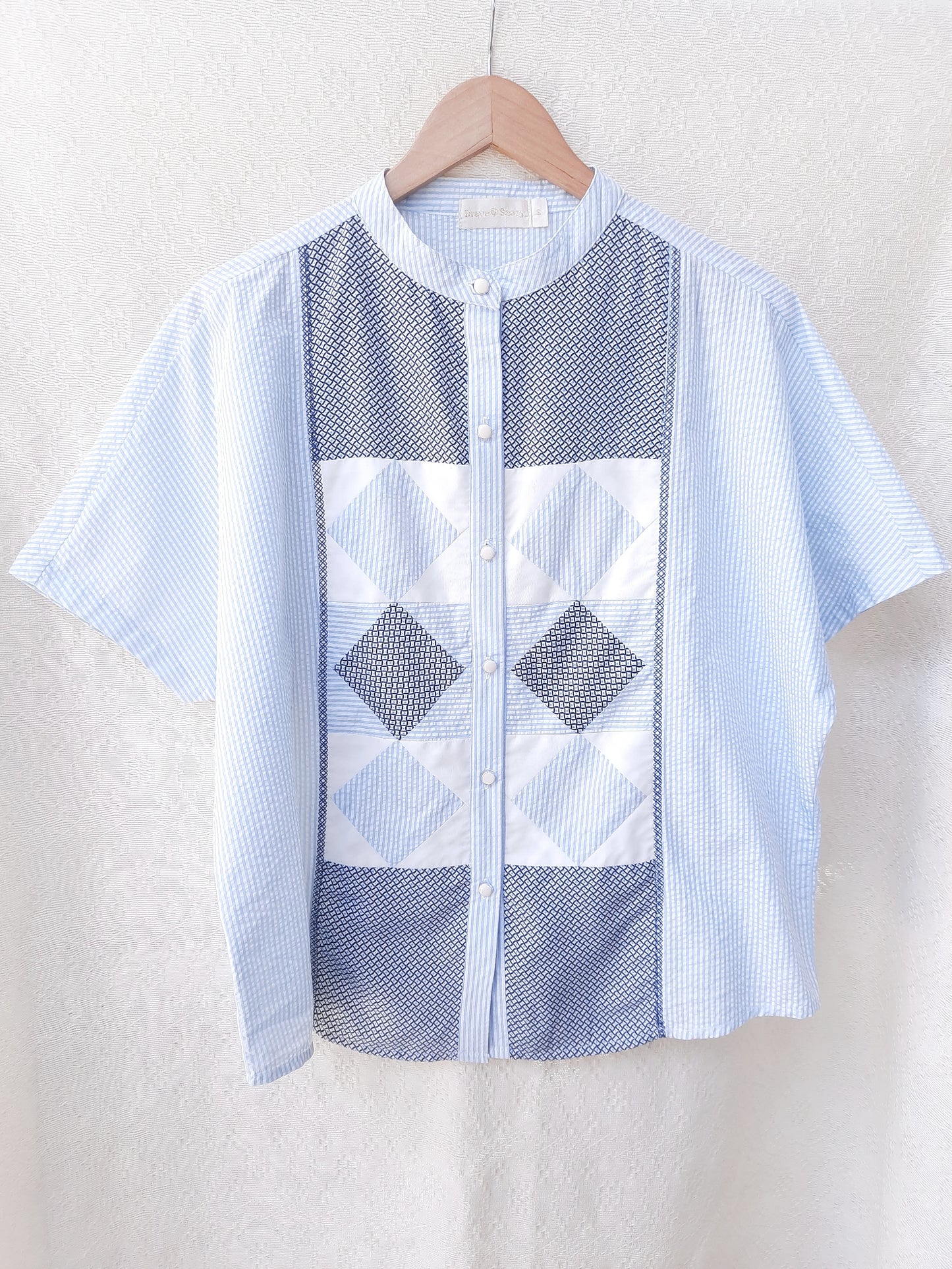 Ulap Patchwork Buttondown Top in White