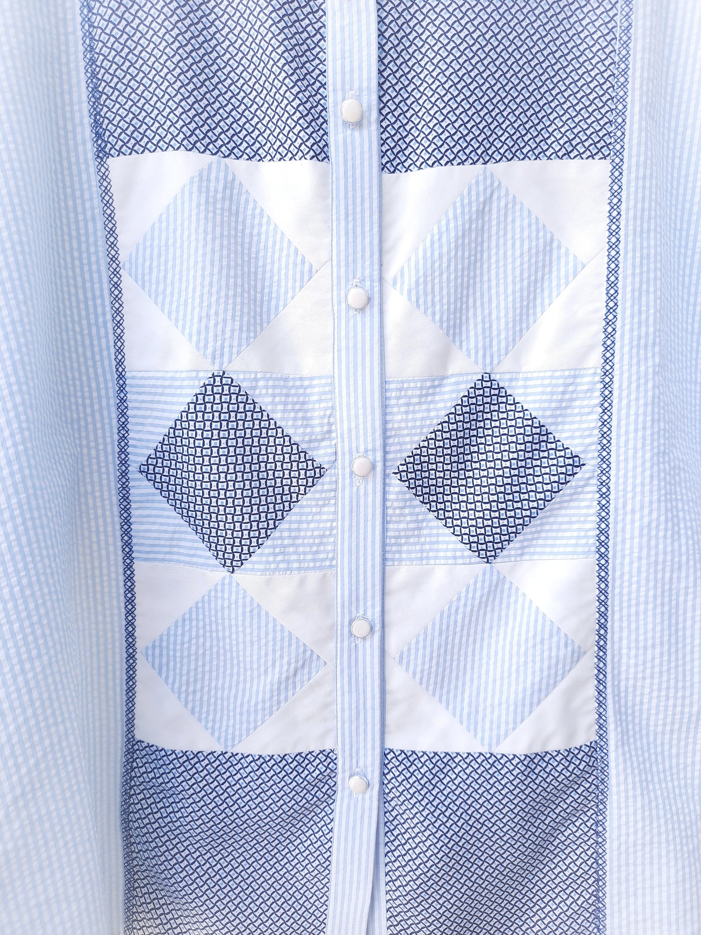 Ulap Patchwork Buttondown Top in White