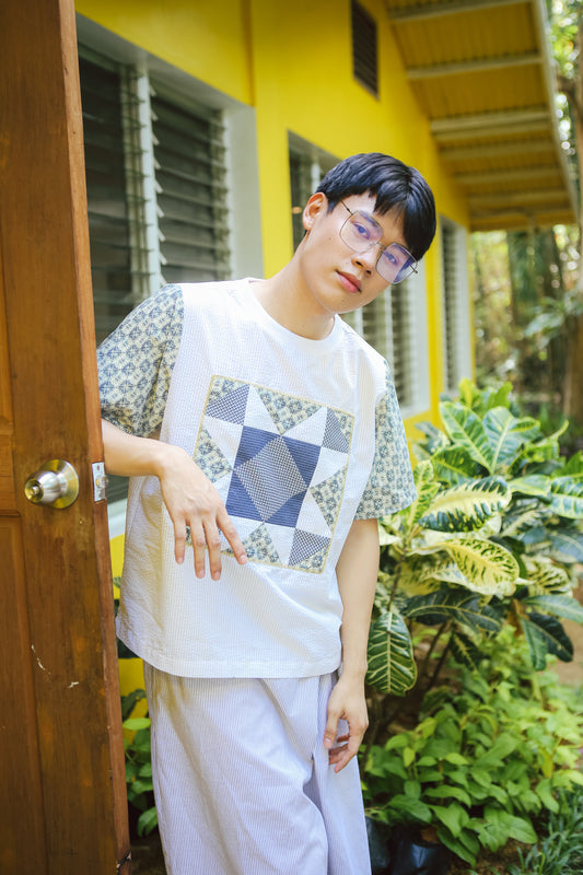 Araw Boxy Patchwork Shirt in White