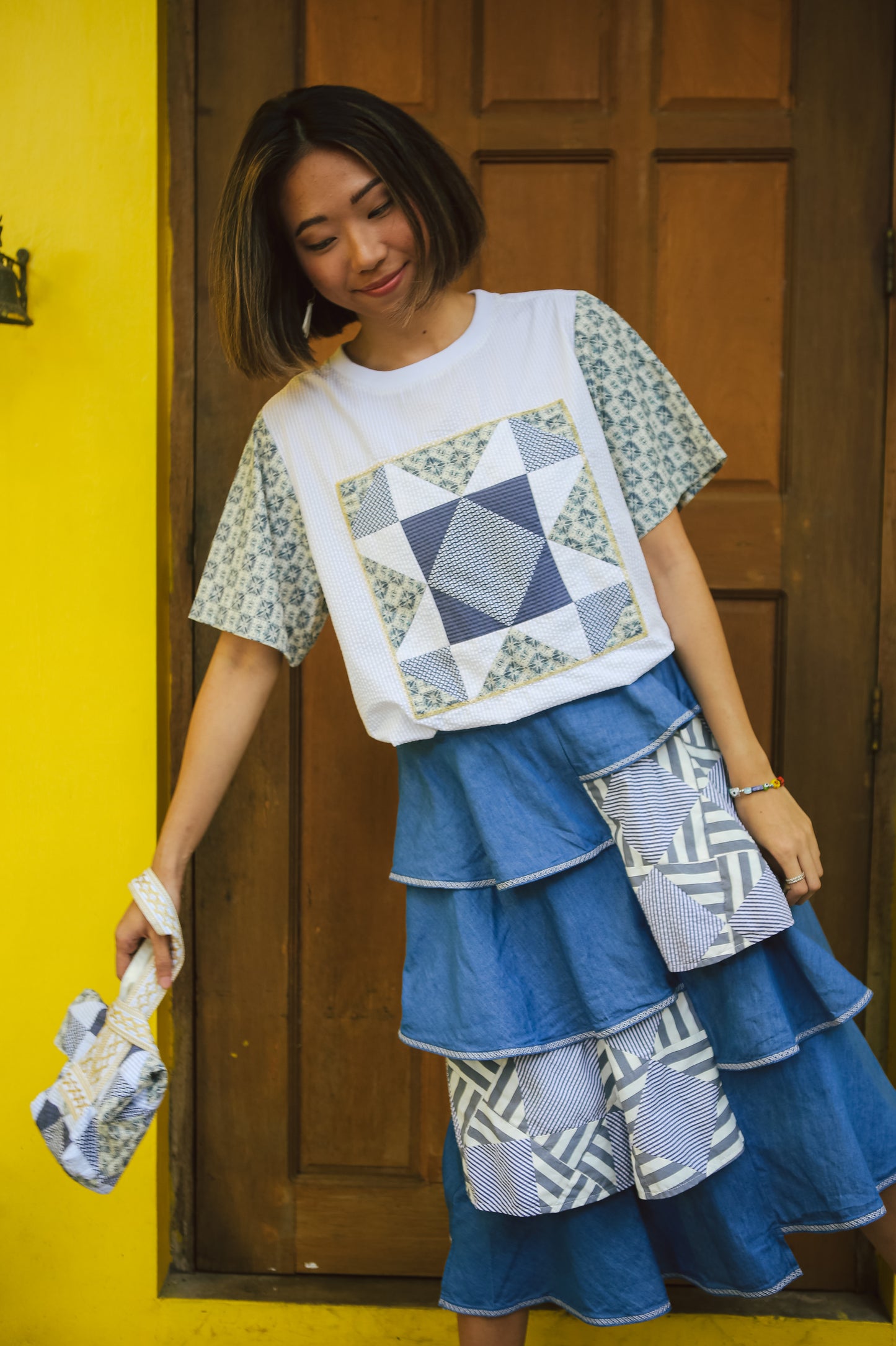 Araw Boxy Patchwork Shirt in White