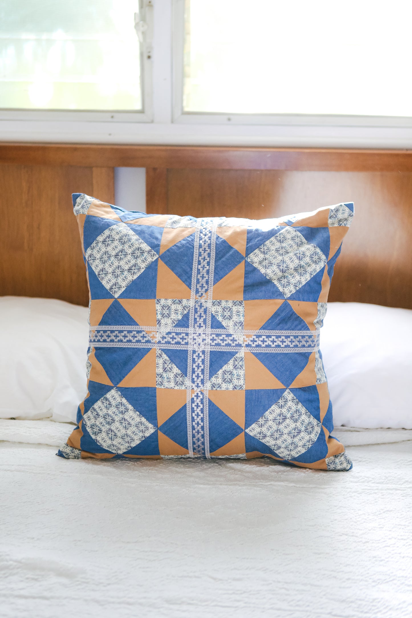 Tala Patchwork Accent Pillow in Brown