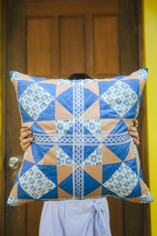 Tala Patchwork Accent Pillow in Brown