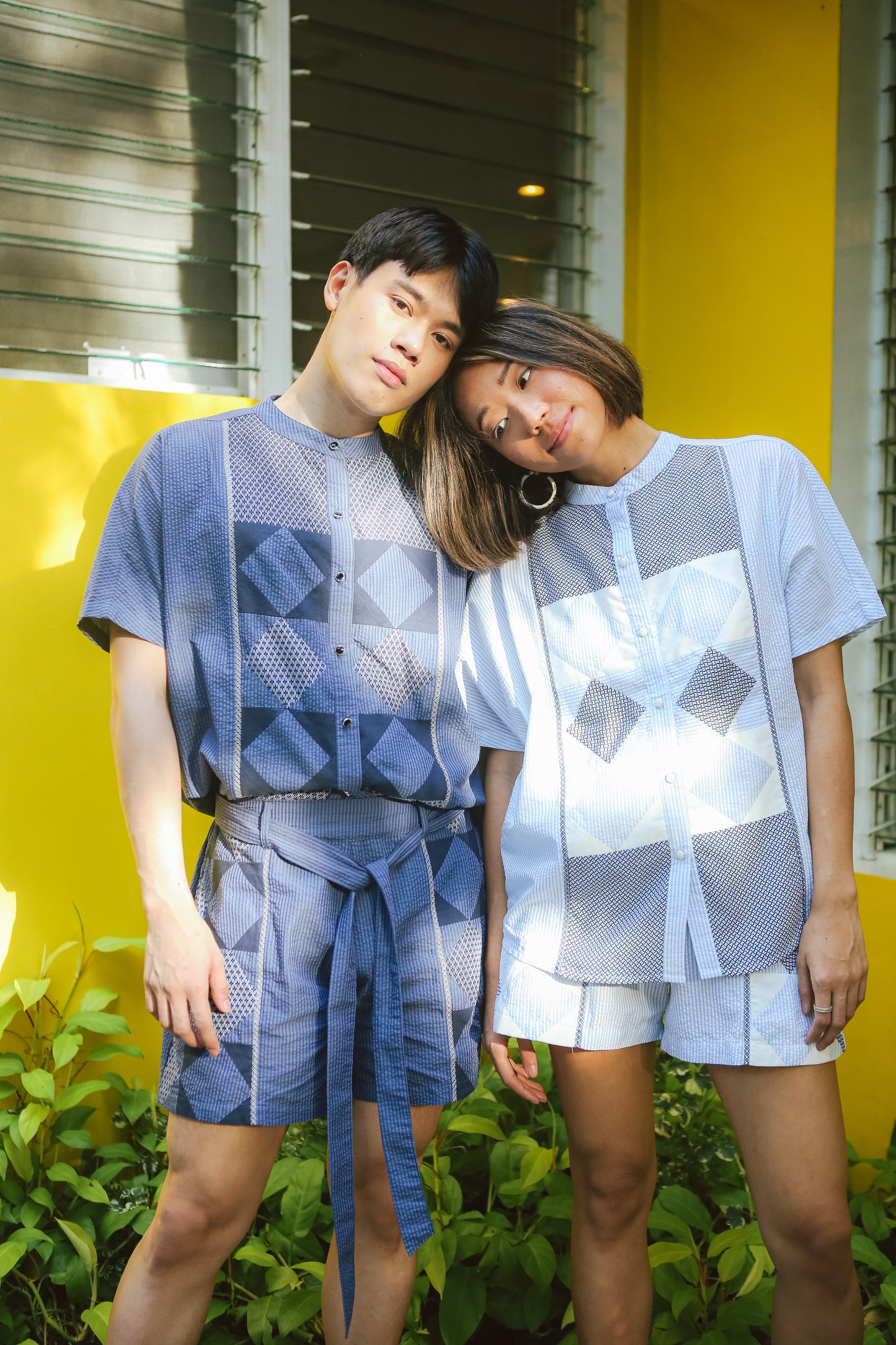 Ulap Patchwork Buttondown Top in White