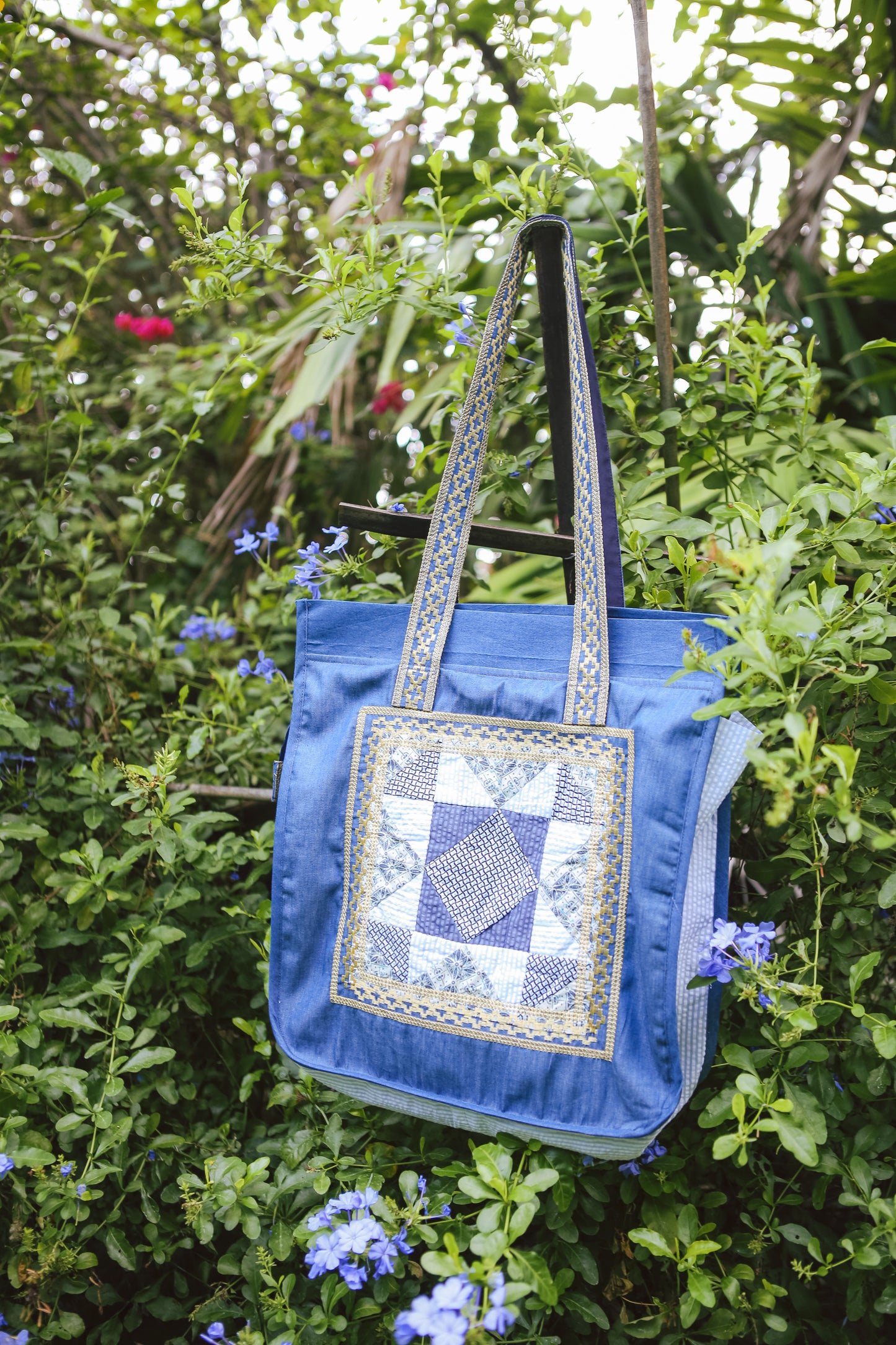 Hiraya Patchwork Tote Bag in Blue