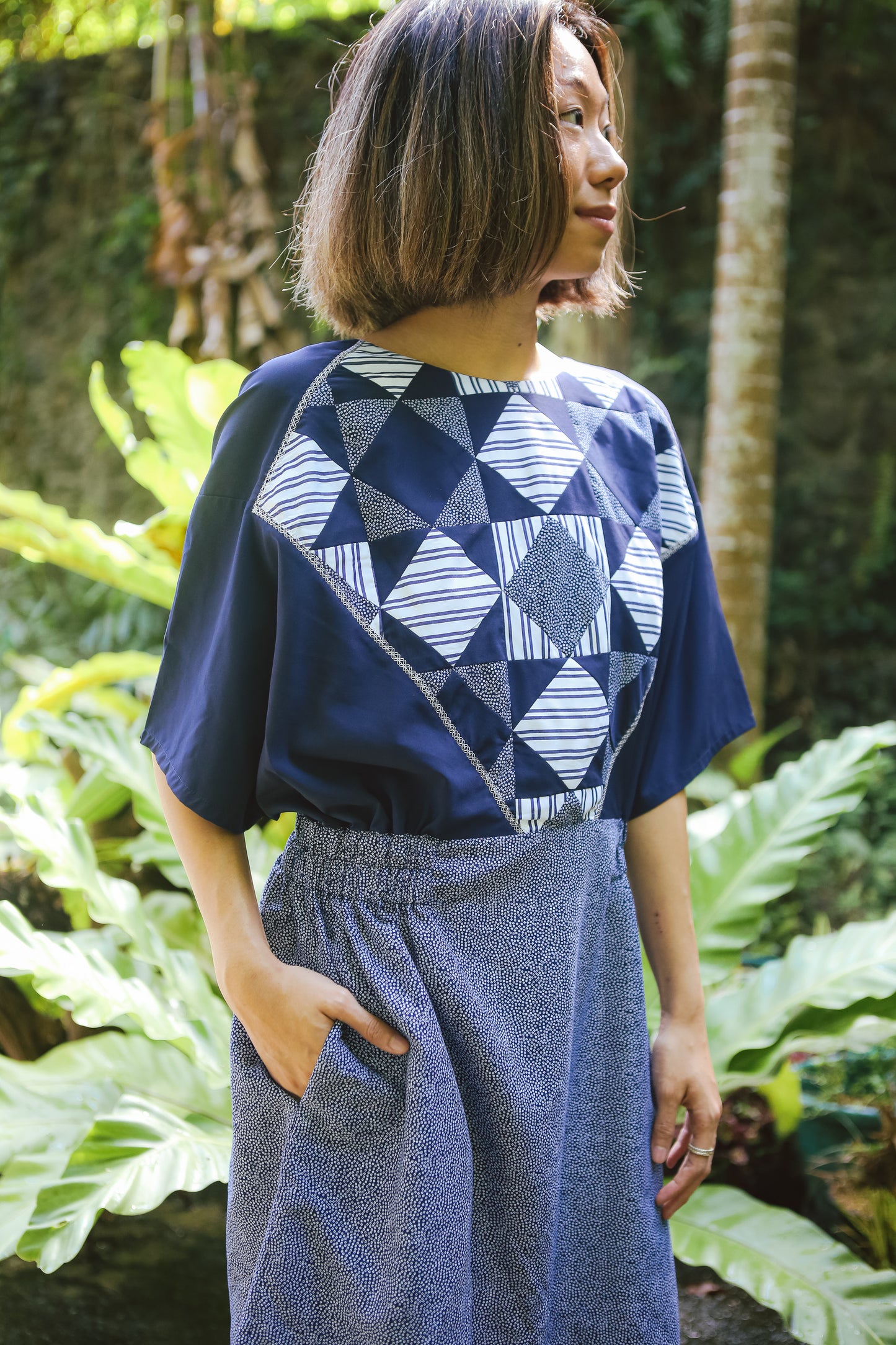 Mithi Patchwork Dress with Dolman Sleeves