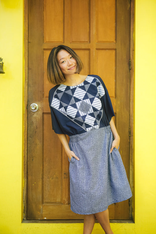 Mithi Patchwork Dress with Dolman Sleeves