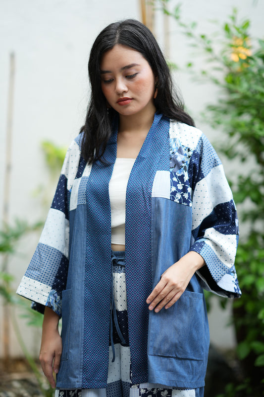 Panaginip Patchwork Kimono in Midnight Blue