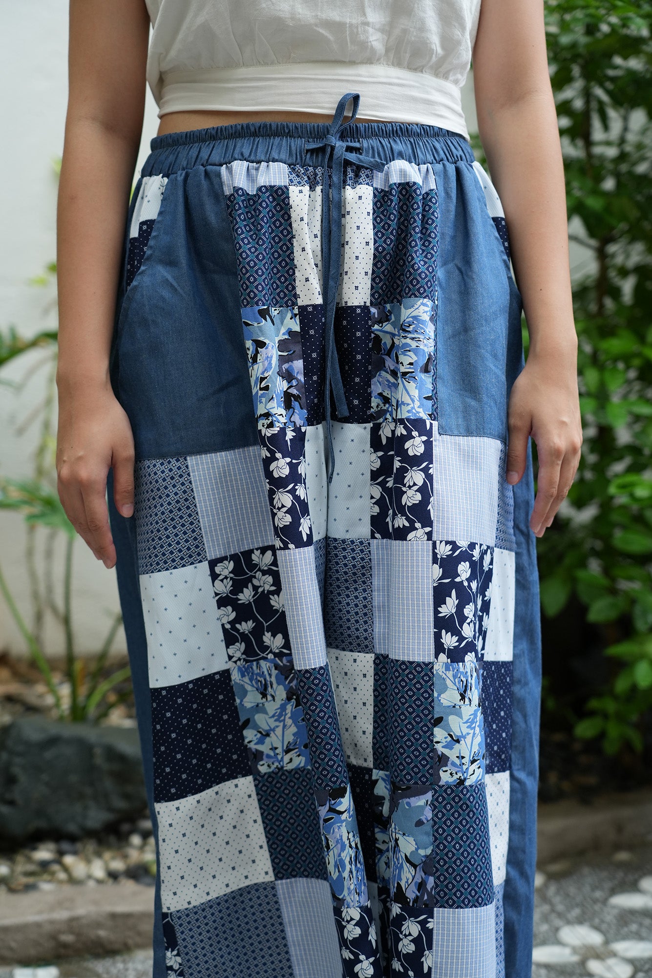 Panaginip Patchwork Pants in Midnight Blue