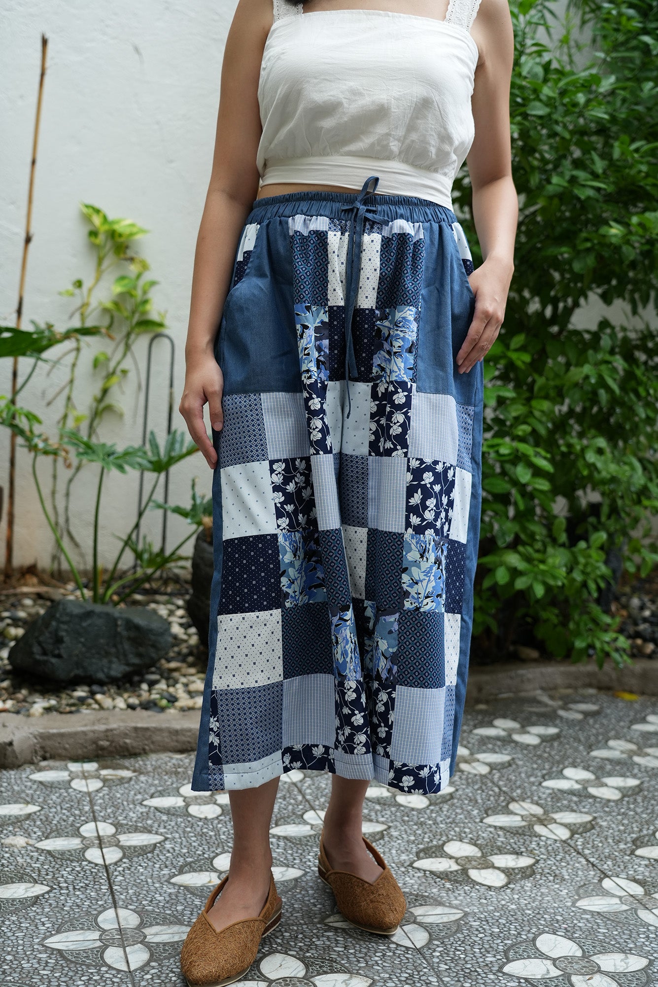 Panaginip Patchwork Pants in Midnight Blue