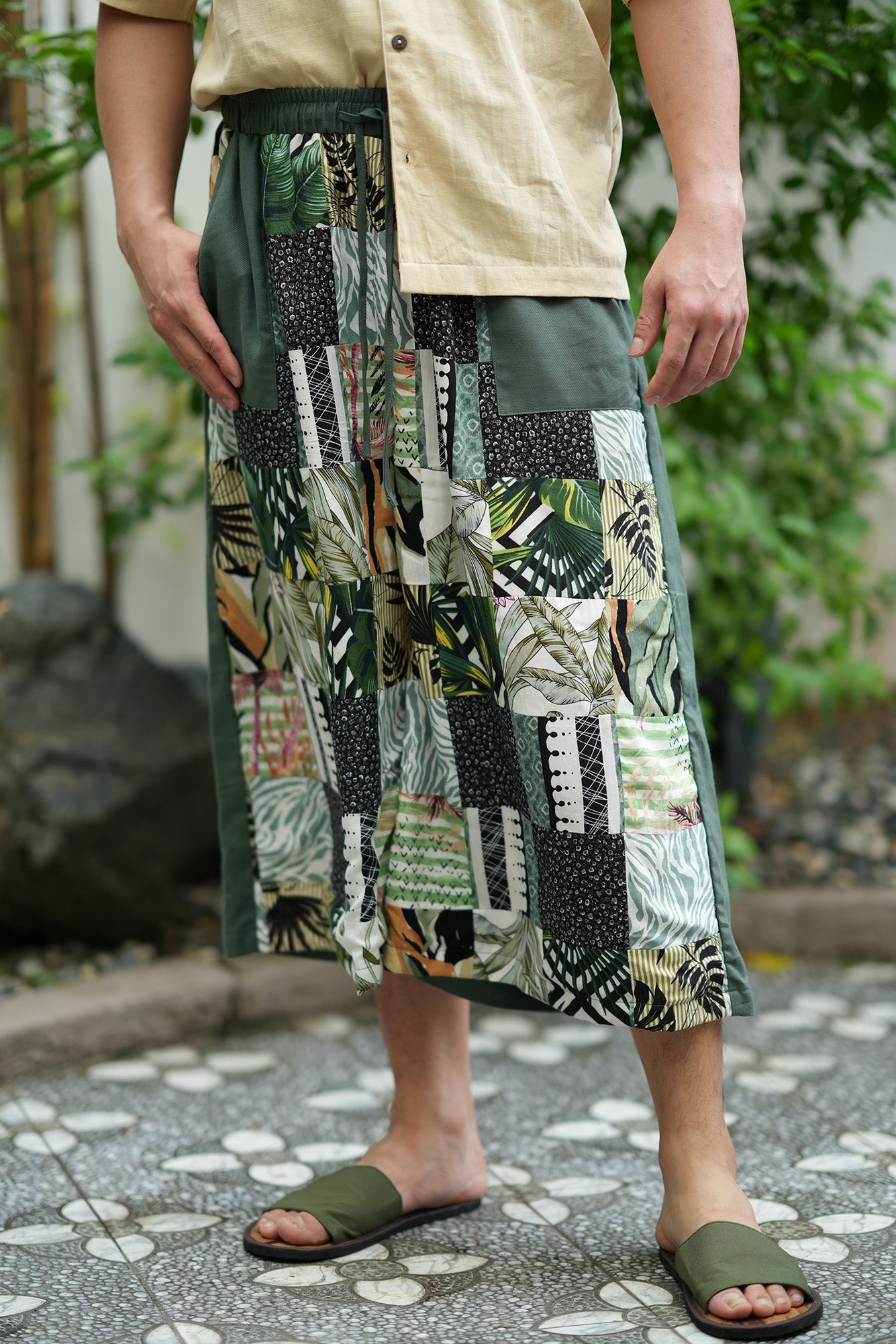 Panaginip Patchwork Pants in Forest Green