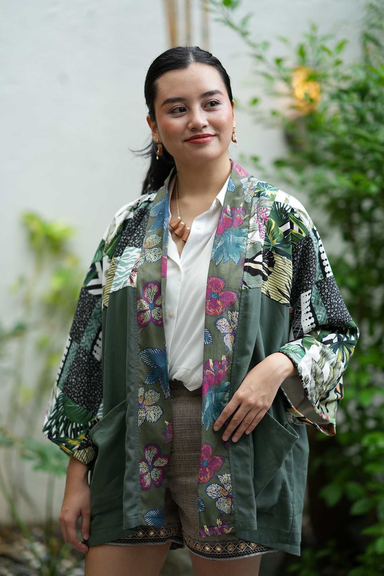 Panaginip Patchwork Kimono in Forest Green