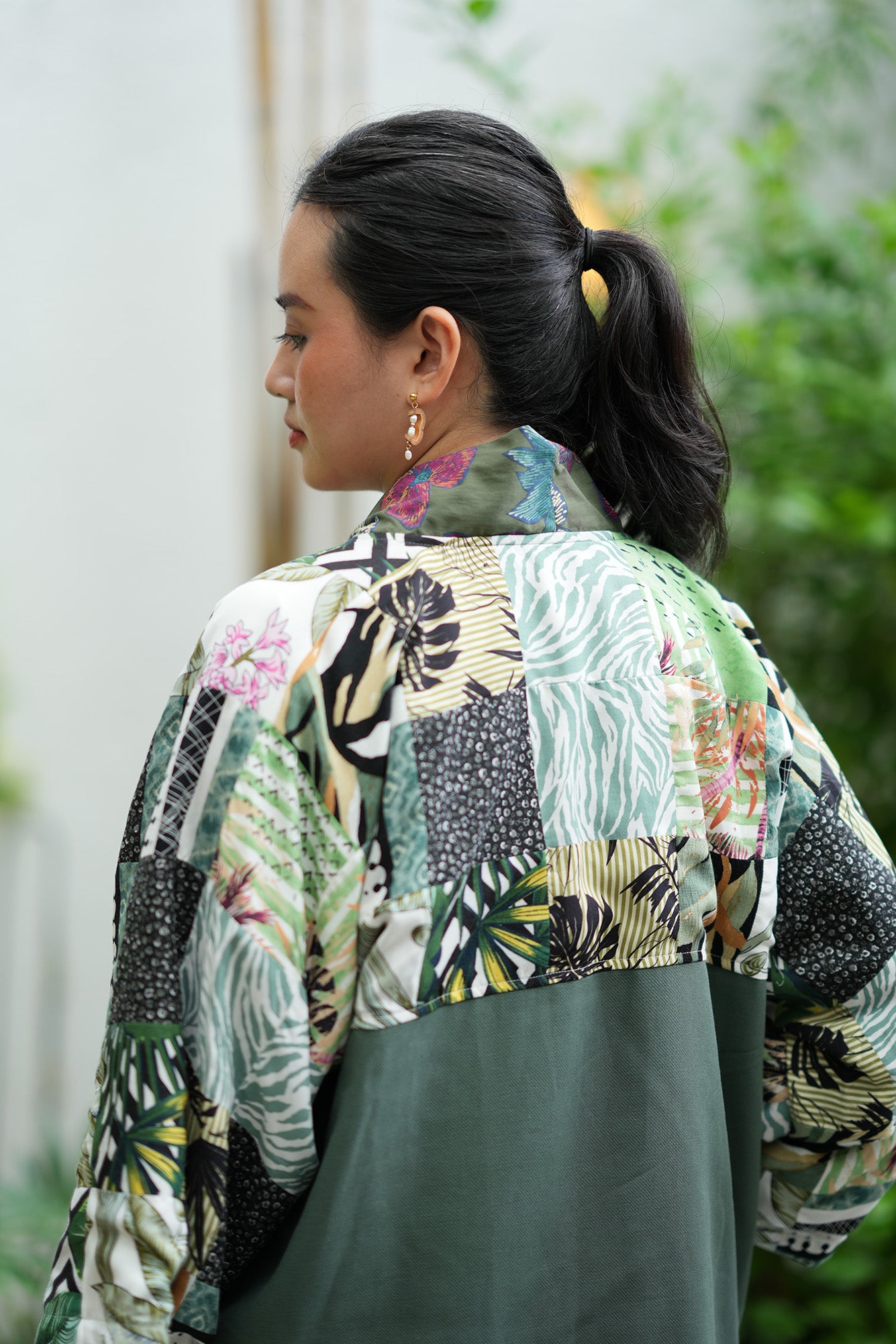 Panaginip Patchwork Kimono in Forest Green