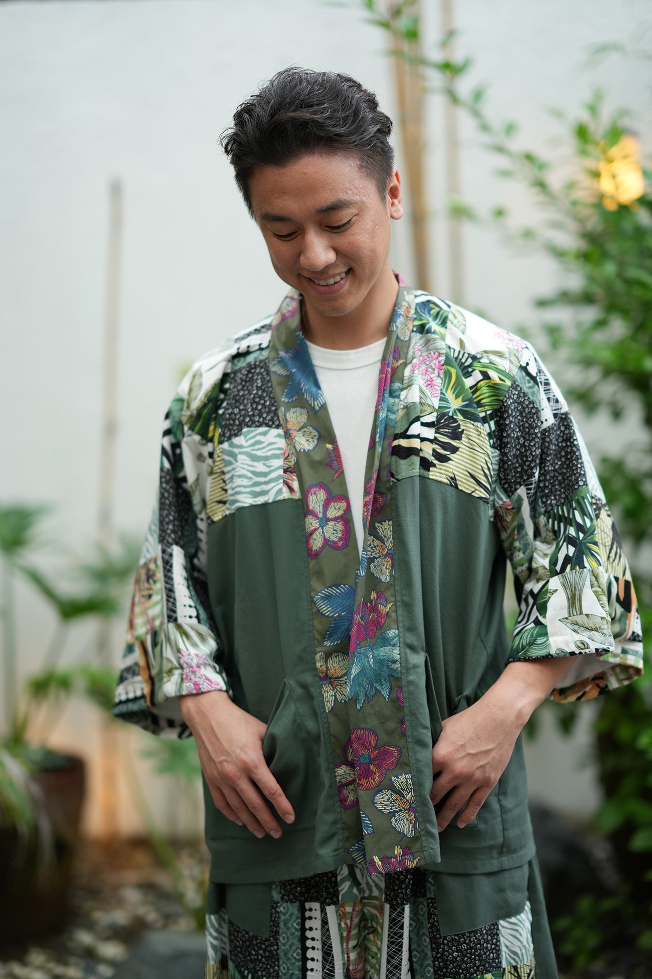 Panaginip Patchwork Kimono in Forest Green