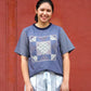Araw Boxy Patchwork Shirt in Midnight Blue