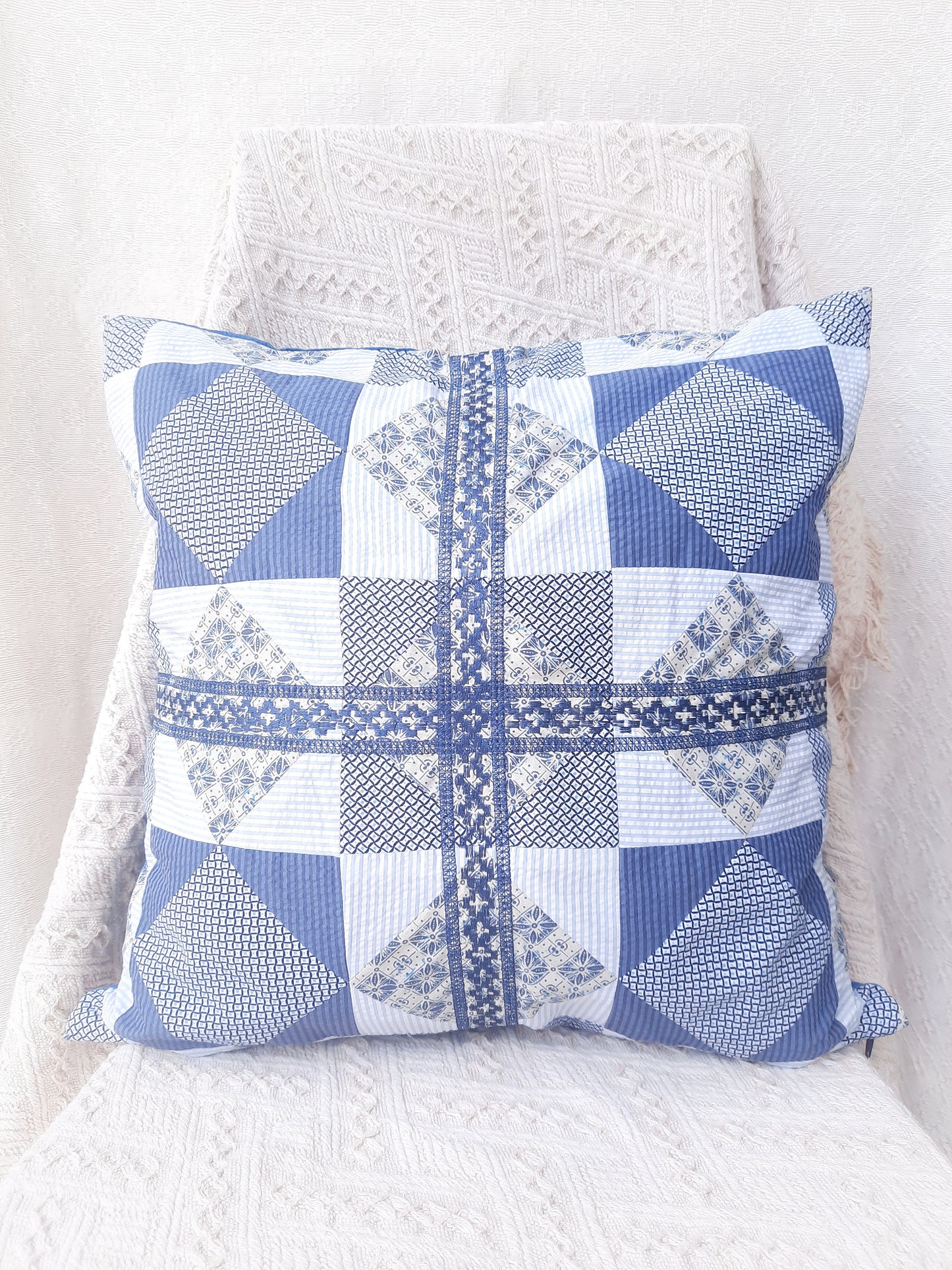 Tala Patchwork Accent Pillow in White