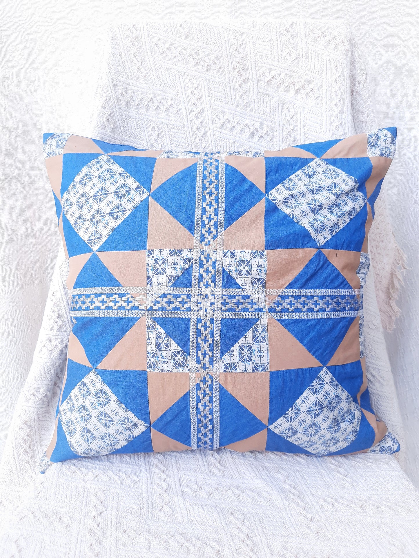 Tala Patchwork Accent Pillow in Brown