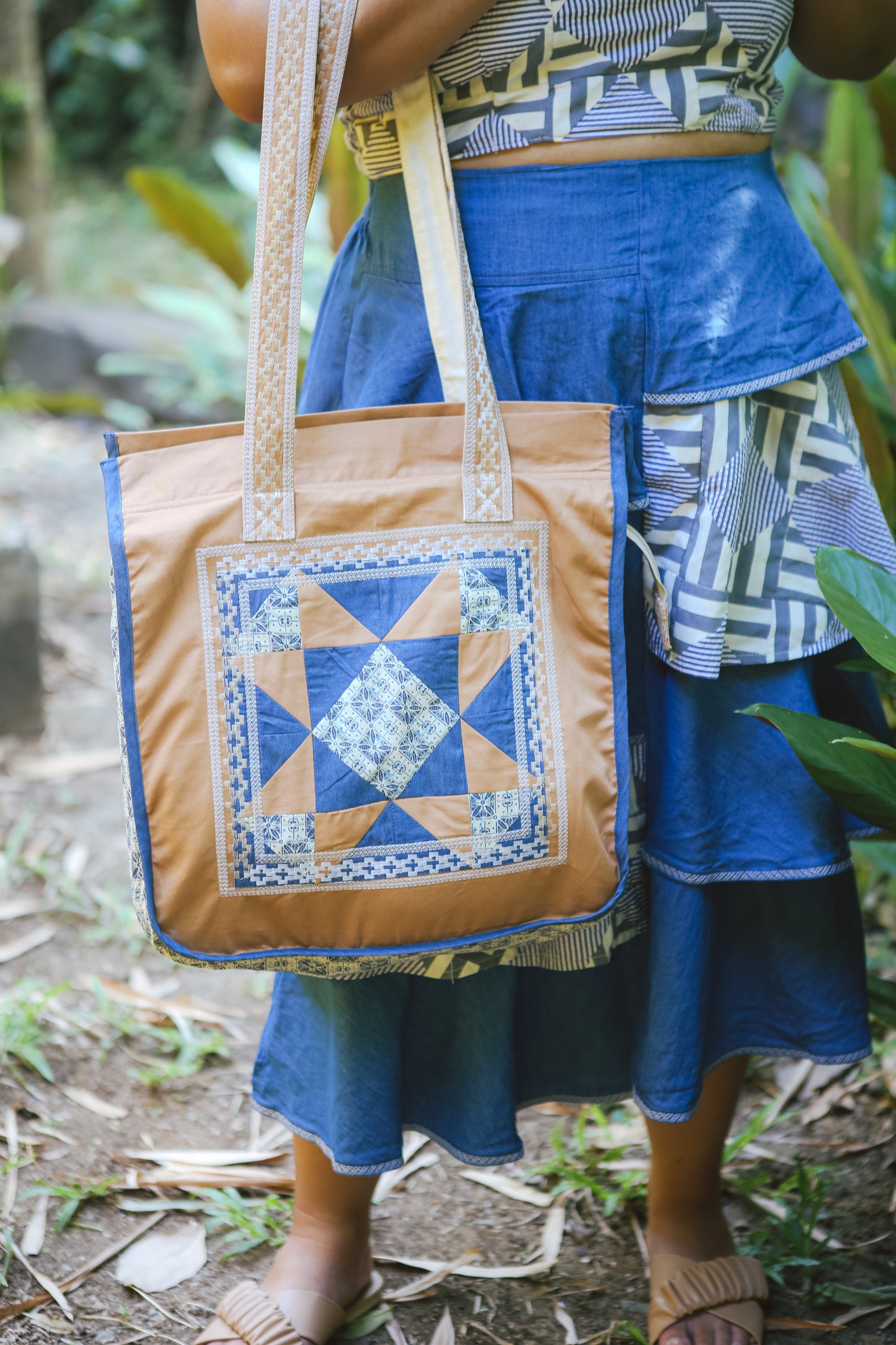 Hiraya Patchwork Tote Bag in Brown