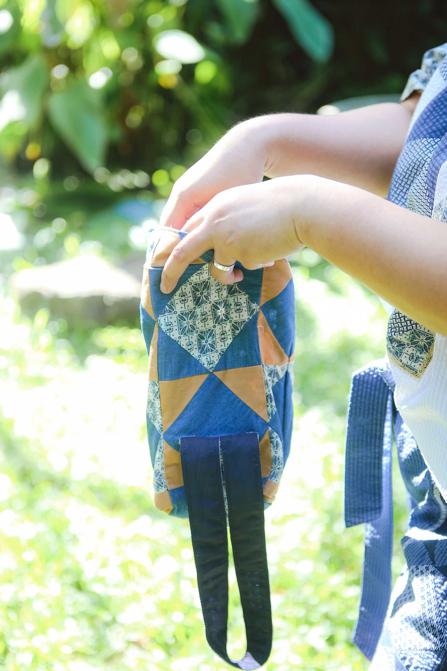 Sinag Patchwork Wristlet in Brown