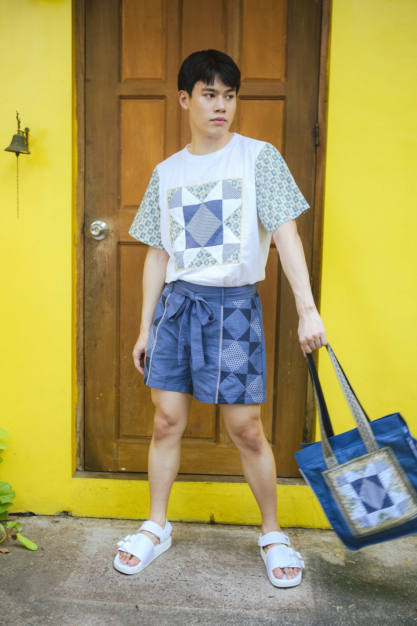 Kidlat Patchwork Shorts in Navy Blue