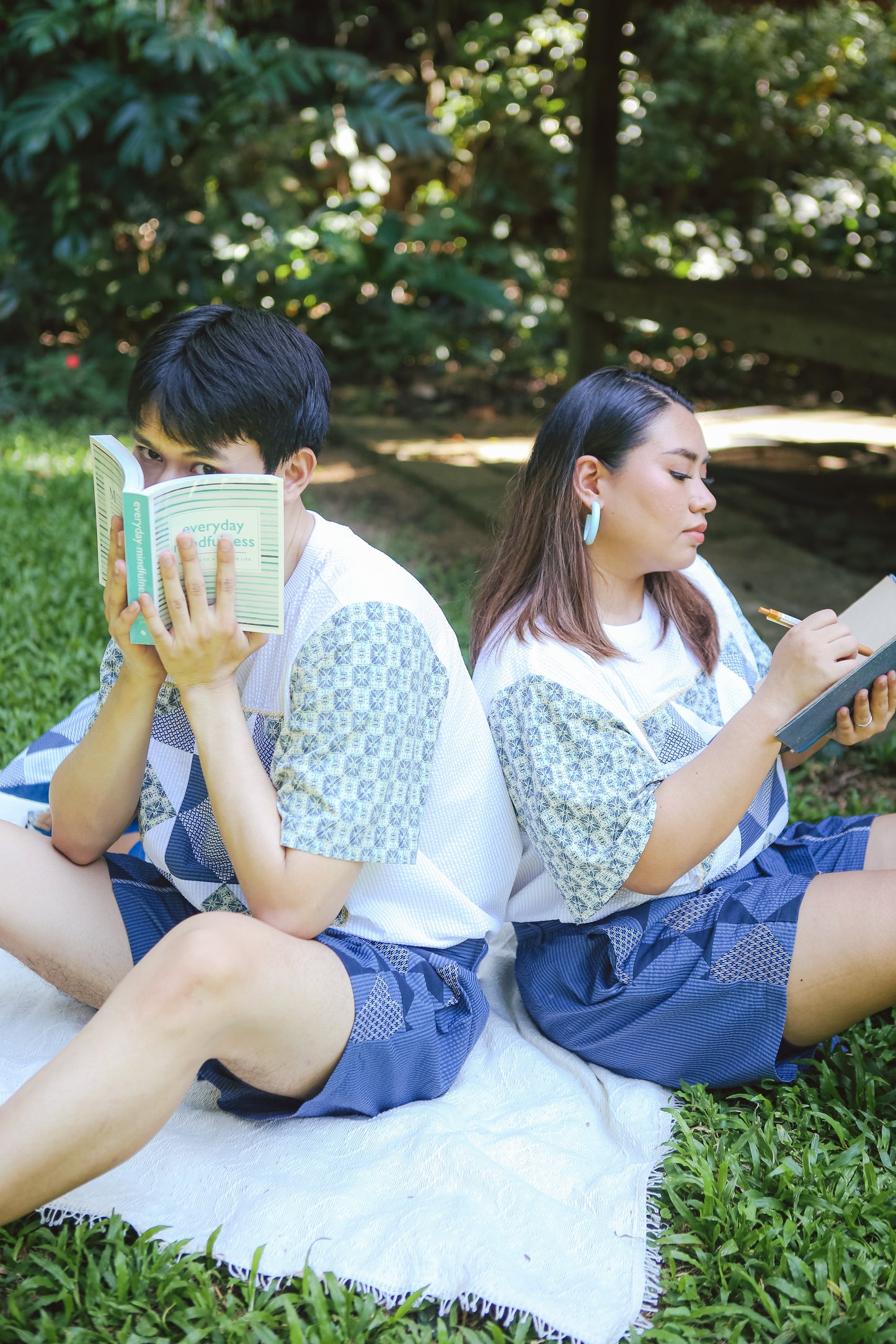 Kidlat Patchwork Shorts in Navy Blue