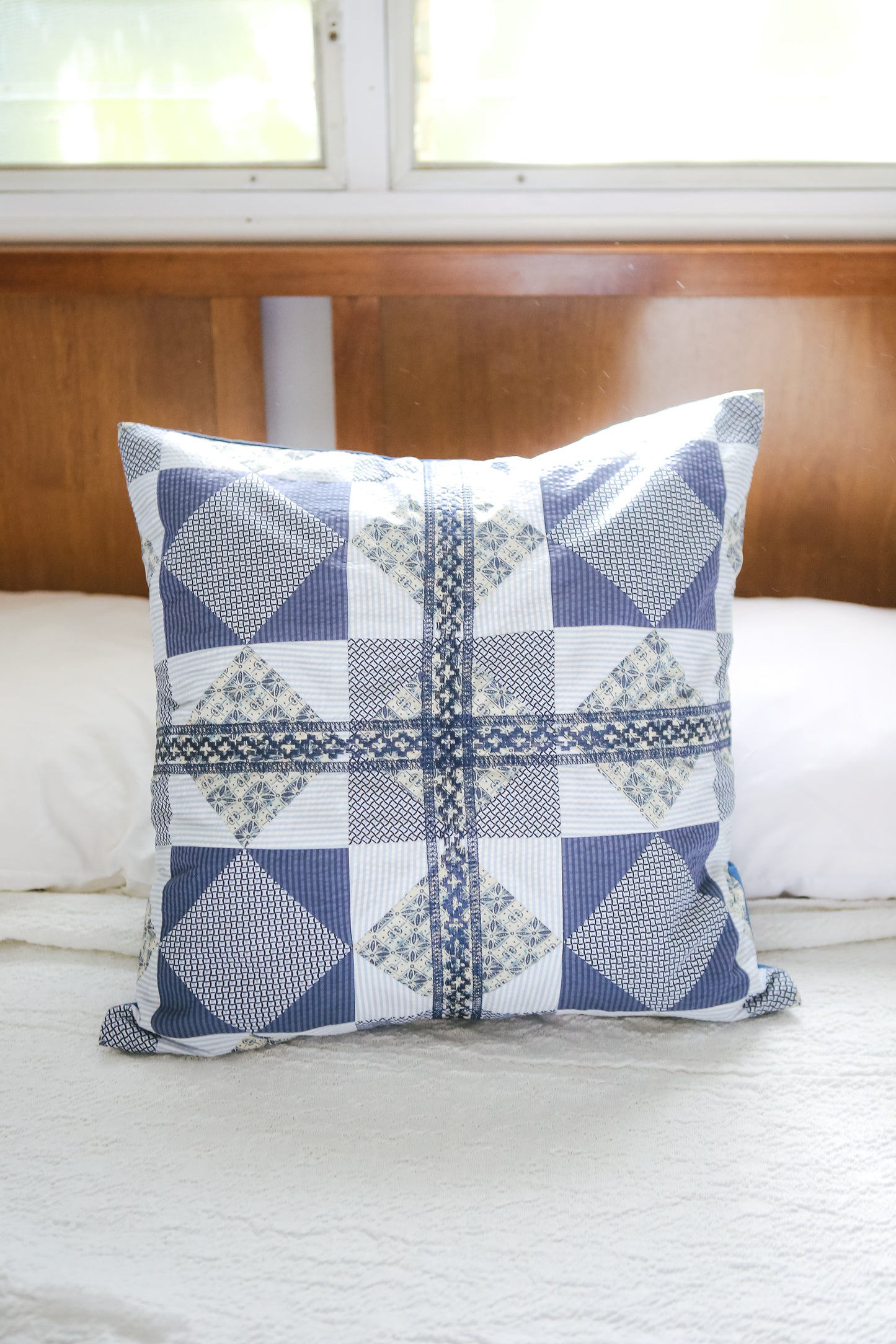 Tala Patchwork Accent Pillow in White