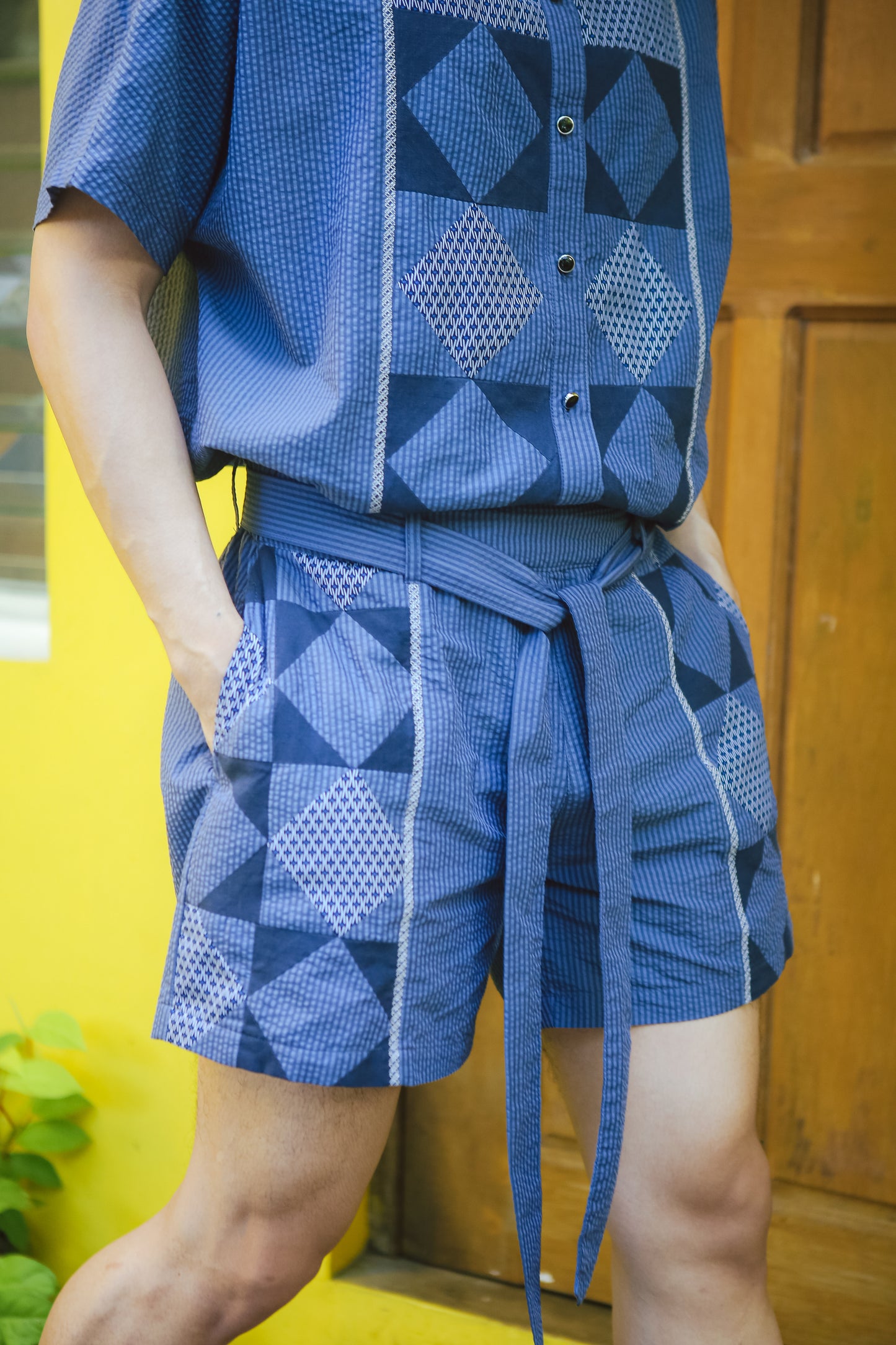 Kidlat Patchwork Shorts in Navy Blue