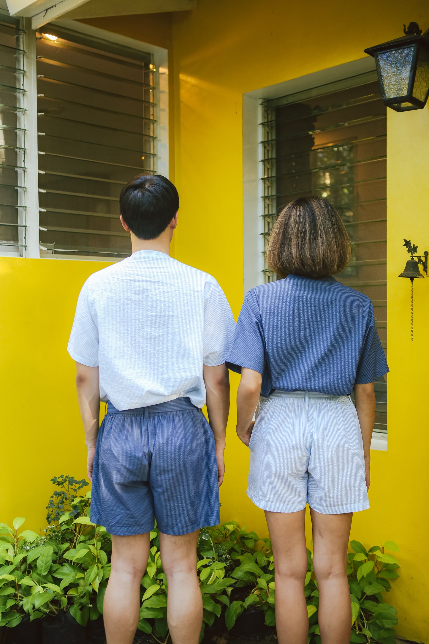 Ulap Patchwork Buttondown Top in Navy Blue