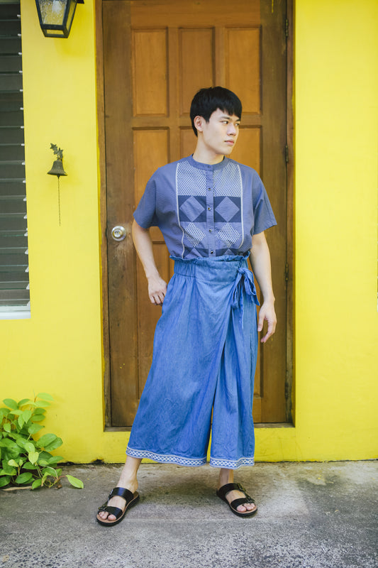 Alapaap Embroidered Culottes in Blue
