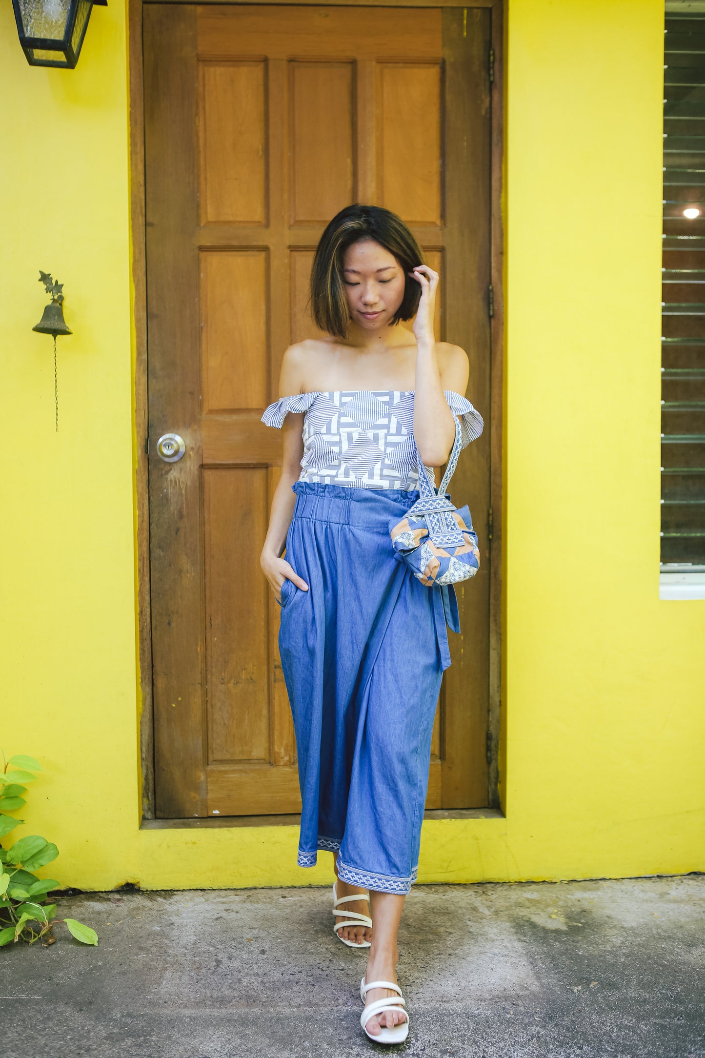 Alapaap Embroidered Culottes in Blue